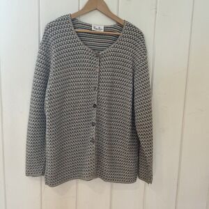 Vintage 80's USA Made Reba Rose Textured Knit Cardigan XL Button Sweater